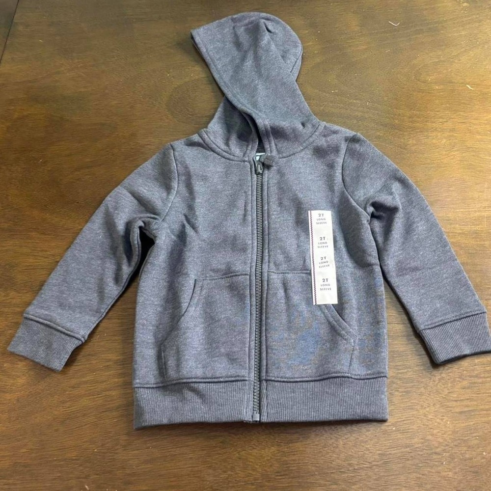 Cat & Jack Kids' Grey Jacket 2T Hoodie Full Zip Sweater NWT Toddler Fall Winter